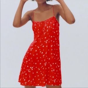Zara Red & White Star Printed Mini Dress